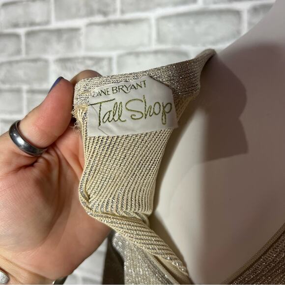 Vintage 70s Lane Bryant Tall Shop glam blue silver sparkle maxi dress 12 TALL - Picture 7 of 10